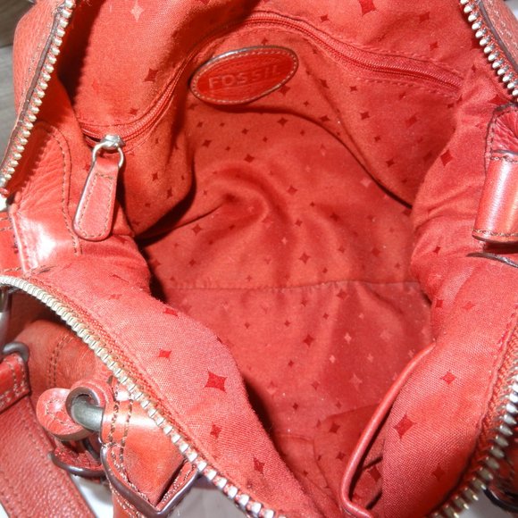 Fossil Maddox Red Leather Satchel Shoulder Bag - Picture 7 of 8